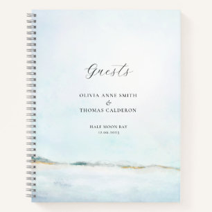 Elegant Watercolor Ocean Beach Wedding Guest Book