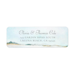 Elegant Watercolor Ocean Return Address  Label
