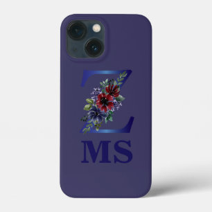 elegant watercolor of a Red & blue floral bouquet iPhone 13 Mini Case