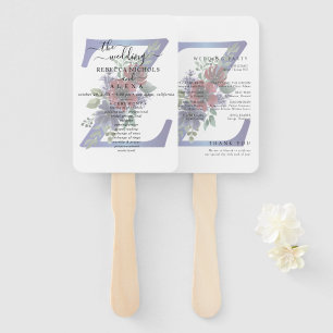 elegant watercolor of a Red & blue floral bouquet Hand Fan