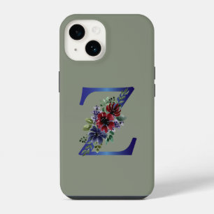 elegant watercolor of a Red & blue floral bouquet iPhone 14 Case