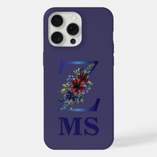 elegant watercolor of a Red & blue floral bouquet iPhone 15 Pro Max Case