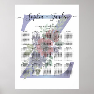 elegant watercolor of a Red & blue floral bouquet Poster