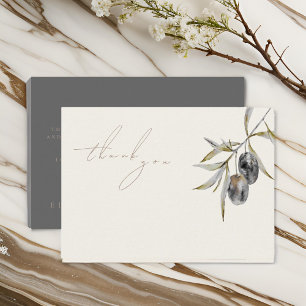 Elegant Watercolor Olive Branch Memorial Thank You Card