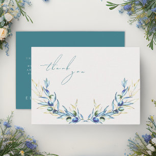Elegant Watercolor Olive Branch Memorial Thank You Card