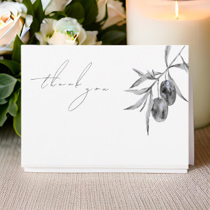 Elegant Watercolor Olive Branch Memorial Thank You Card