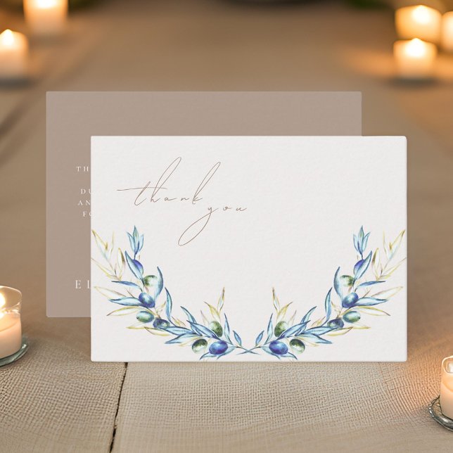 Elegant Watercolor Olive Branch Memorial Thank You Card (Creator Uploaded)