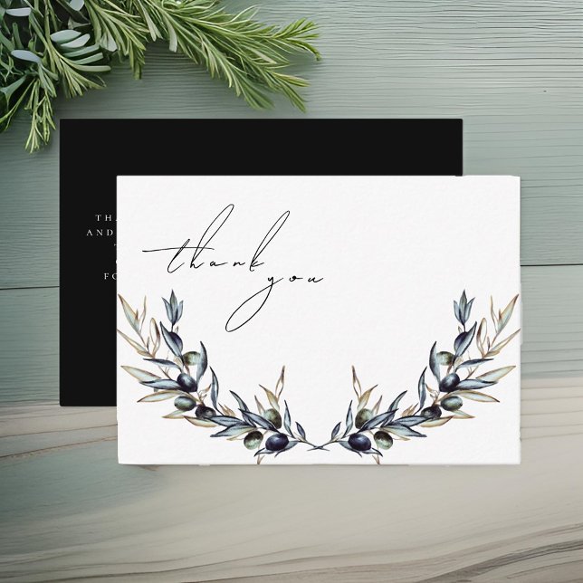 Elegant Watercolor Olive Branch Memorial Thank You Card (Creator Uploaded)