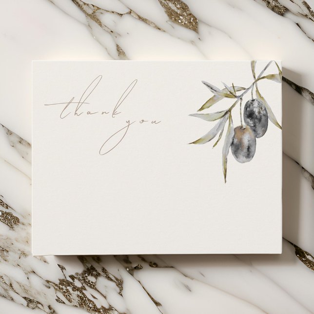 Elegant Watercolor Olive Branch Thank You Card (Creator Uploaded)