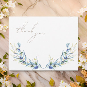 Elegant Watercolor Olive Branch Thank You Card