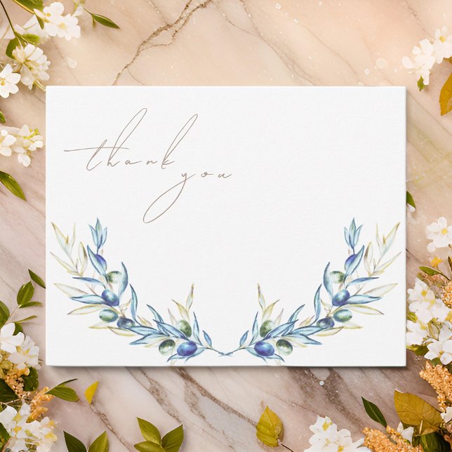 Elegant Watercolor Olive Branch Thank You Card (Creator Uploaded)