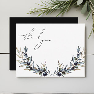 Elegant Watercolor Olive Branch Thank You Card