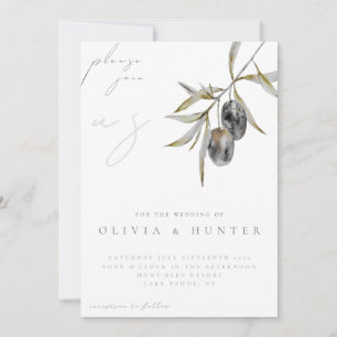 Elegant Watercolor Olive Branch Wedding Invitation