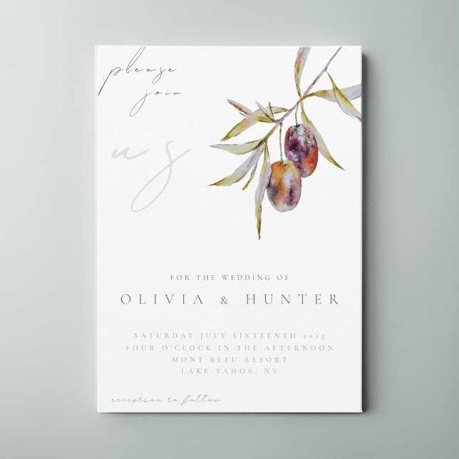 Elegant Watercolor Olive Branch Wedding Invitation (Creator Uploaded)