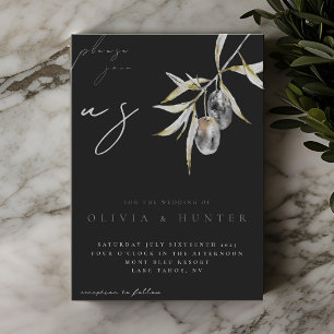 Elegant Watercolor Olive Branch Wedding Invitation