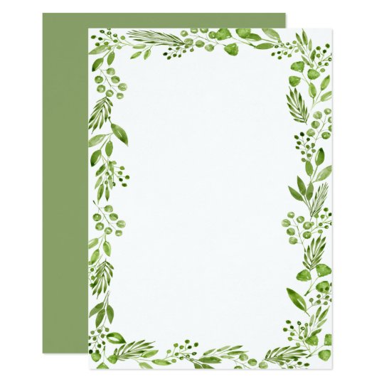 Elegant Watercolor Olive Leaf Frame Custom Blank Invitation Zazzle Com Au