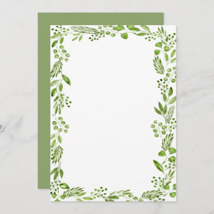 Elegant Watercolor Olive Leaf Frame Custom Blank Invitation