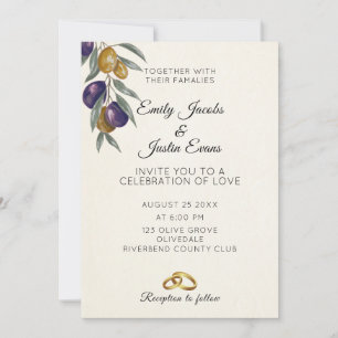 Elegant Watercolor Olive Wedding Photo Invitation