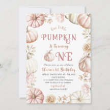 Elegant  Watercolor One 1st Birthday Pumpkin is on