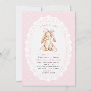 Elegant  Watercolor One 1st Birthday some bunny Gi Invitation