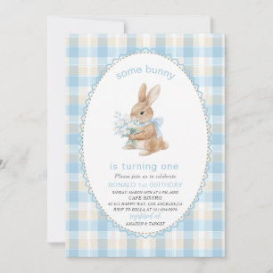 Elegant Watercolor One 1st Birthday some bunny Gi Invitation