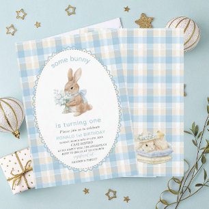 Elegant  Watercolor One 1st Birthday some bunny Gi Invitation