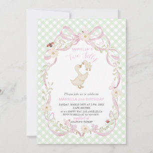 Elegant Watercolor One 2nd Birthday silly goose B Invitation