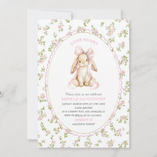 Elegant  Watercolor One 2nd Birthday some bunny gi Invitation