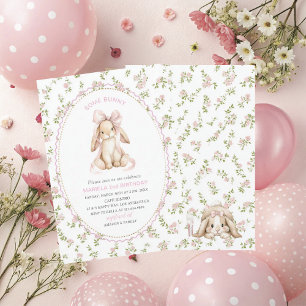 Elegant Watercolor One 2nd Birthday some bunny gi Invitation