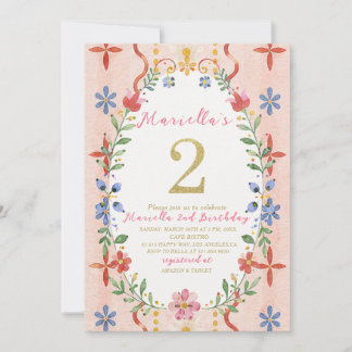 Elegant Watercolor One 2nd Birthday WhimsyFolk Ar Invitation