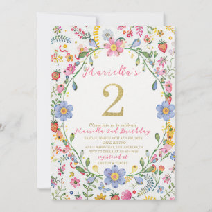 Elegant Watercolor One 2nd Birthday WhimsyFolk Ar Invitation