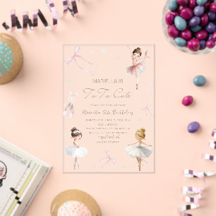 Elegant  Watercolor One 5th Birthday tutu cute Gir Acrylic Invitations