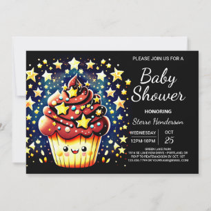 Elegant Watercolor Online Muffin Boy Baby Shower Invitation