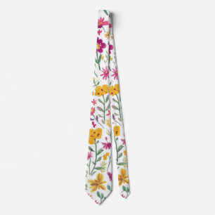 Elegant watercolor orange  pink colour flowers4 tie