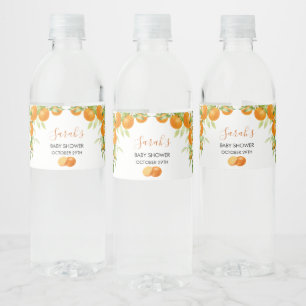 Elegant watercolor oranges & flower water bottle label