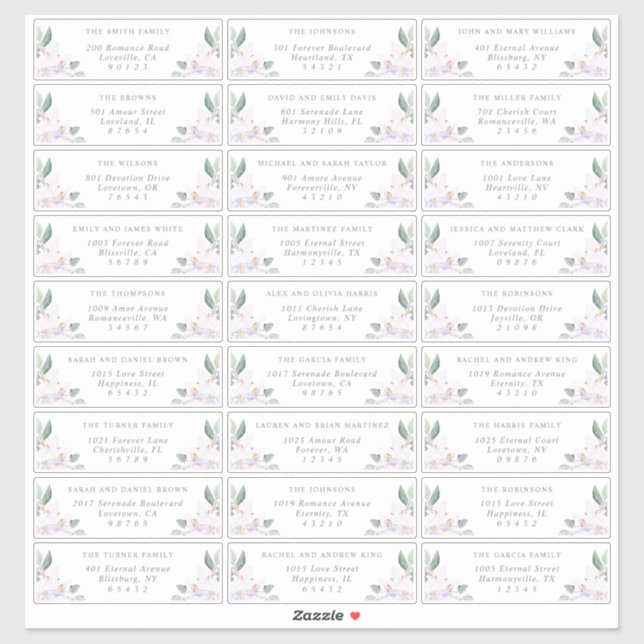 Elegant Watercolor Orchids  Guest Address Labels (Sheet)