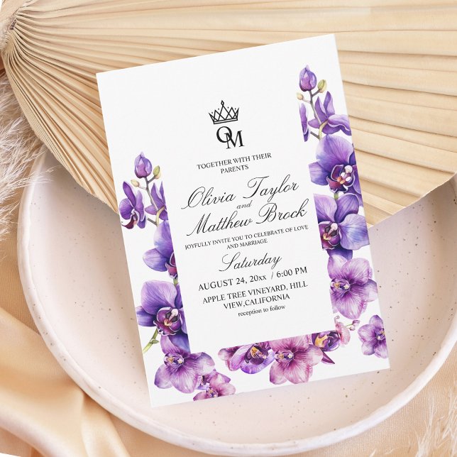 Elegant Watercolor Orchids Lux Wedding Invitation (Creator Uploaded)