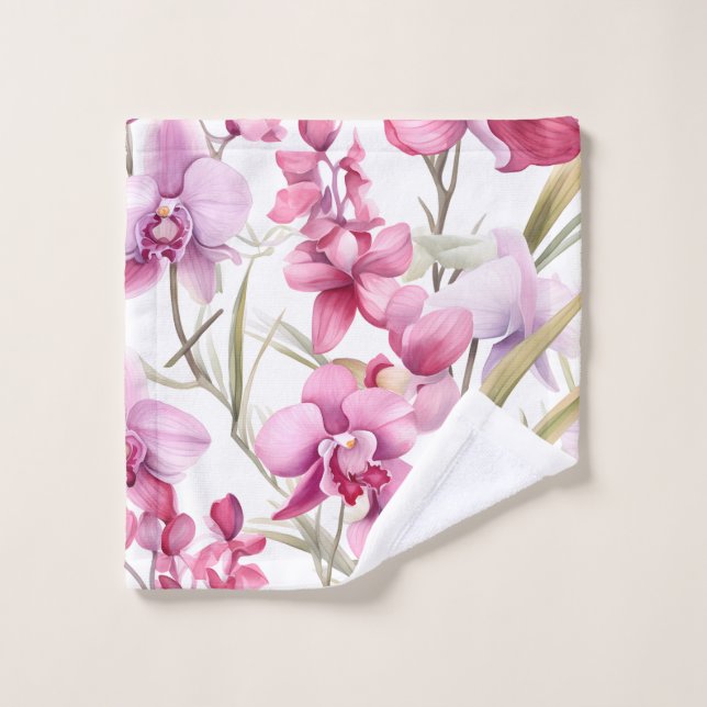 Elegant Watercolor Orchids Wash Cloth (Wash Cloth)