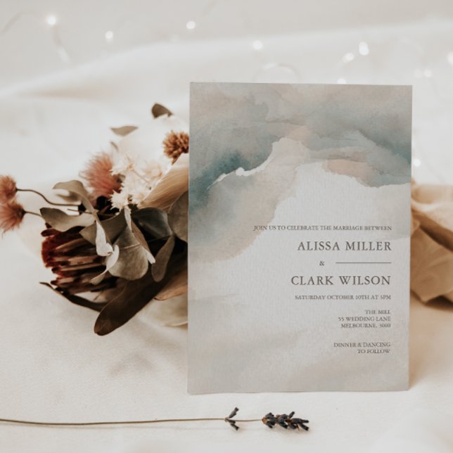 Elegant Watercolor Painterly Abstract Wedding Invitation (Creator Uploaded)