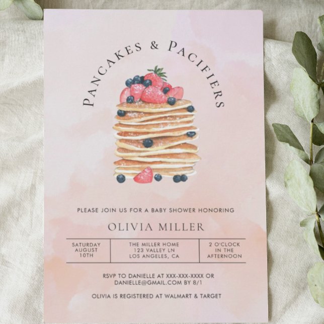 Elegant Watercolor Pancakes Brunch & Baby Shower Invitation (Creator Uploaded)