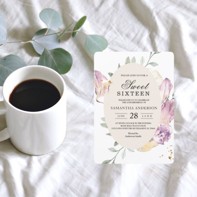 Elegant Watercolor Pansy & Purple Flowers Frame Invitation (Creator Uploaded)