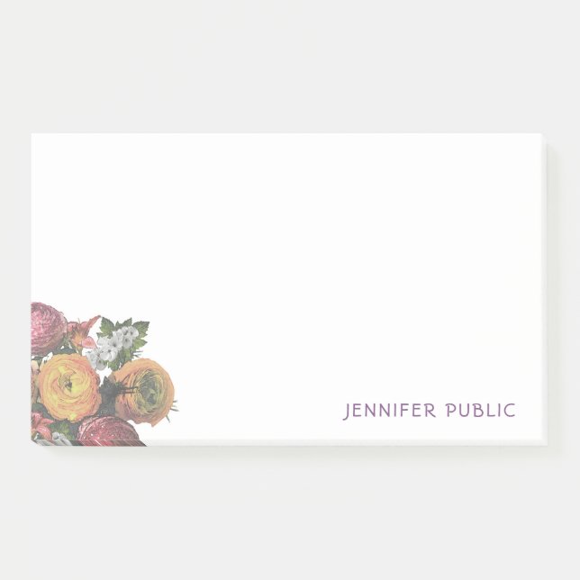 Elegant Watercolor Pastel Colours Roses Template Post-it Notes (Front)