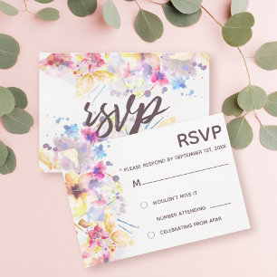 Elegant Watercolor Pastel Floral RSVP Invitation