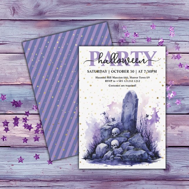 Elegant Watercolor Pastel Goth Halloween Party Invitation (Creator Uploaded)
