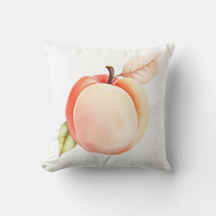Elegant Watercolor Peach on White Background Cushion
