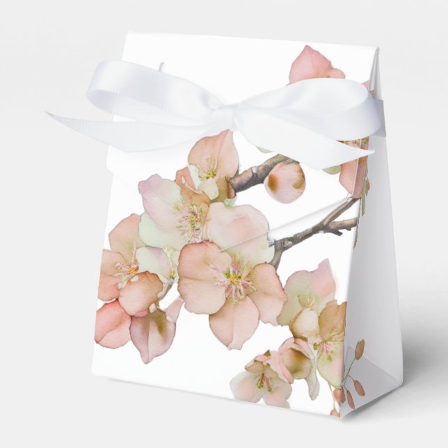 Elegant watercolor peachy florals favour box (Front Side)