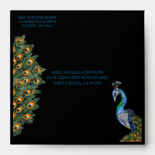 Elegant Watercolor Peacock Birthday Envelope