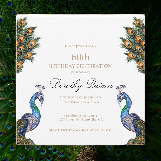Elegant Watercolor Peacock Birthday Invitation (Creator Uploaded)