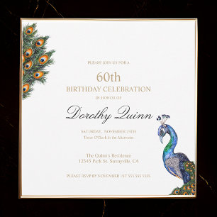 Elegant Watercolor Peacock Birthday Invitation