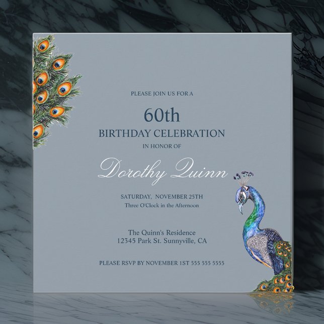 Elegant Watercolor Peacock Birthday Invitation (Creator Uploaded)